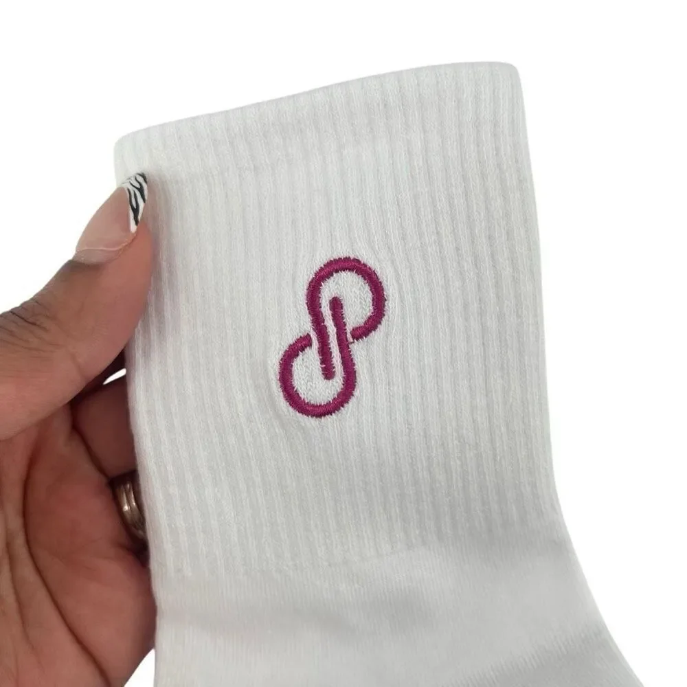 Poshmark White Unisex Adult Logo Embroidered Crew Length Socks One Size